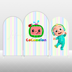 Cocomelon Birthday Baby Shower Party Background Bogenwand Abdeckung Bunt Melone Kinder Deko