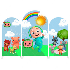 Cocomelon Birthday Baby Shower Party Decoration Bogenhintergrund Abdeckung Bunt TV Serie Deko