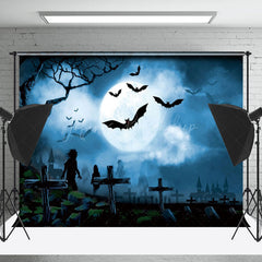 Kreuzen Geist Mond Schläger Nebelig Halloween Hintergrund