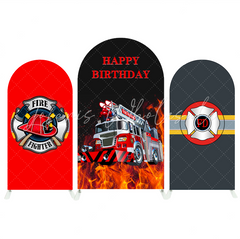 Fireman Firefighter Fire Truck Theme Bogenhintergrund Abdeckung Feuerwehrmann Auto Jungen Deko