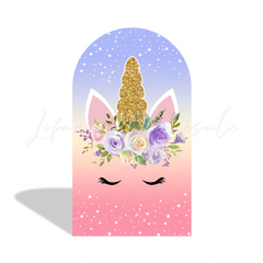 Flora Gold Glitter Unicorn Theme Happy Birthday Party Bogenhintergrund Abdeckung Einhorn Deko