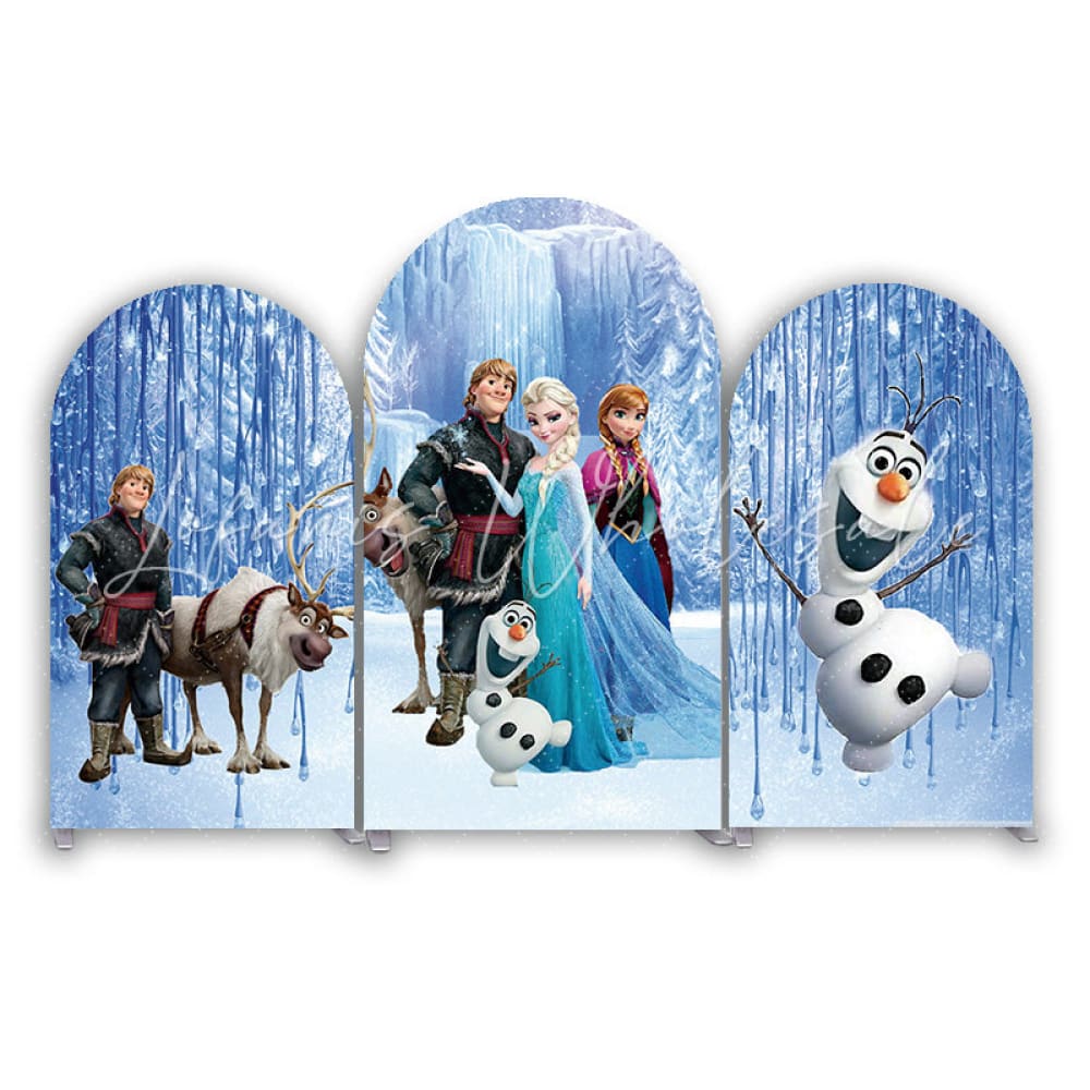 Frozen Elsa & Olaf Thema Happy Birthday Bogenhintergrund Abdeckung Winter Wunderland Deko