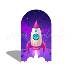 Galaxy Birthday Baby Shower Party Bogenwand Abdeckung Weltraum Sterne Lila Fotohintergrund