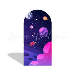 Galaxy Birthday Baby Shower Party Bogenwand Abdeckung Weltraum Sterne Lila Fotohintergrund