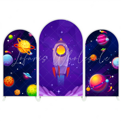 Galaxy Cartoon Birthday Baby Shower Party Bogenwand Abdeckung Astronaut Weltall Kinder Deko