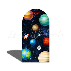 Galaxy Space Astronaut Cartoon Arch Backdrop Bogenhintergrund Abdeckung Weltraum Planeten Deko