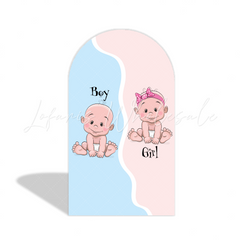 Gender Reveal Party Chiara Bogenhintergrund Abdeckung Fragezeichen Rosa Blau Babyparty