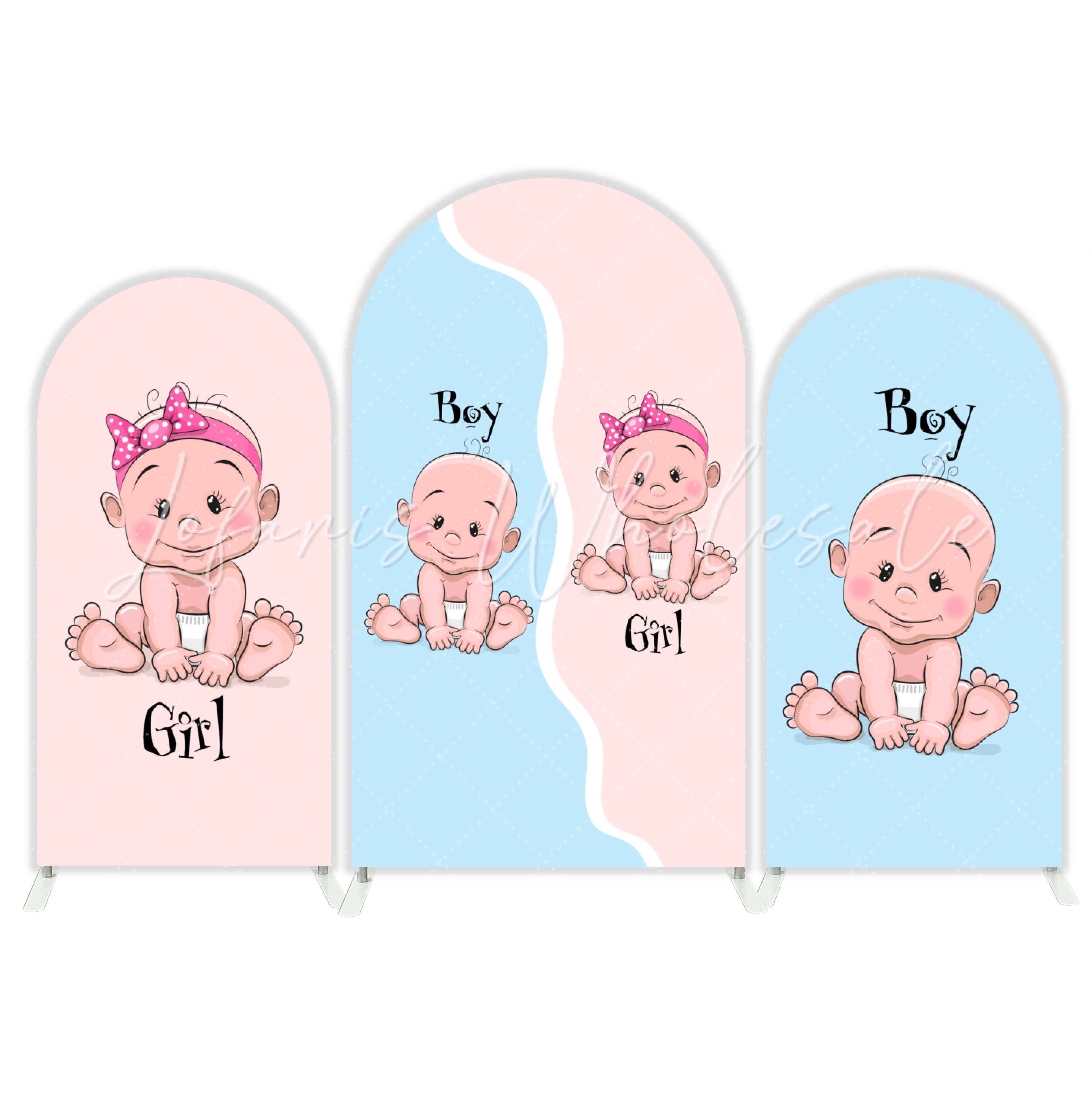Gender Reveal Party Chiara Bogenhintergrund Abdeckung Fragezeichen Rosa Blau Babyparty