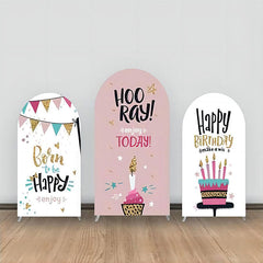 Grau Rosa Kuchen Golden Kerze Bogen Hintergrund Bausatz