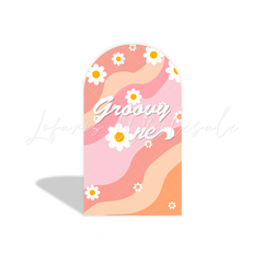 Groovy One Arch Birthday Party Bogenhintergrund Abdeckung Hippie Retro Blume 1