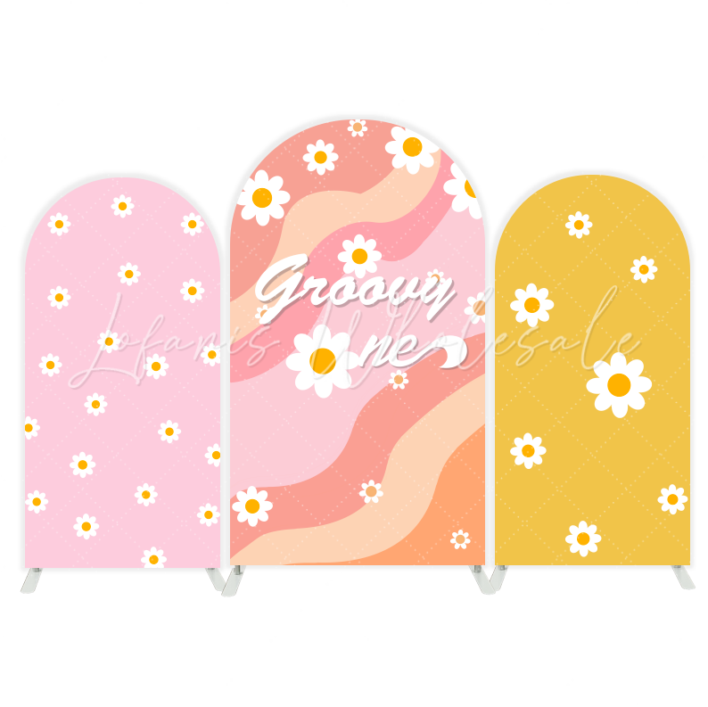 Groovy One Arch Birthday Party Bogenhintergrund Abdeckung Hippie Retro Blume 1
