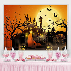 Halloween Mondlicht Verfolgt Schloss Kürbis Laterne Hintergrund