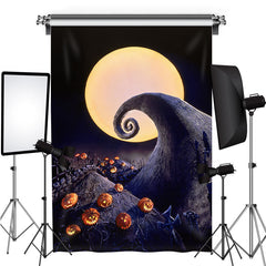 Halloween Nacht Voll Mond Kürbis Laterne Beängstigend Hintergrund