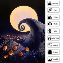 Halloween Nacht Voll Mond Kürbis Laterne Beängstigend Hintergrund
