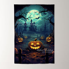 Halloween Alptraum Kürbis Verfolgt Haus Hintergrund