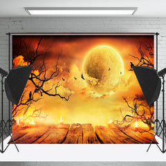 Hölle Gold Mond Krähe Schläger Halloween Foto Hintergrund