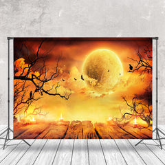 Hölle Gold Mond Krähe Schläger Halloween Foto Hintergrund