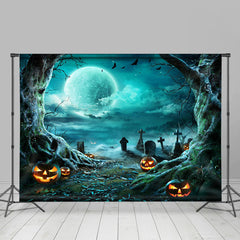 Horror Mond Nacht Friedhof Kürbis Halloween Hintergrund