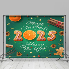 Lofaris Grün Plätzchen Orange 2025 Weihnachten Neu Jahr Hintergrund