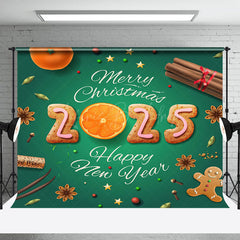 Lofaris Grün Plätzchen Orange 2025 Weihnachten Neu Jahr Hintergrund
