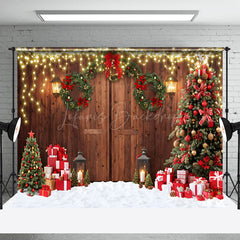 Lofaris Licht Blinkt Braun Tür Fröhlich Weihnachten Hintergrund