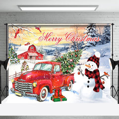 Lofaris Rot LKW Weihnachten Baum Schneemann Sonnenuntergang Hintergrund