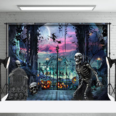 Schädel Grab Lila Stimmung Mond Halloween Hintergrund