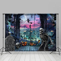 Schädel Grab Lila Stimmung Mond Halloween Hintergrund