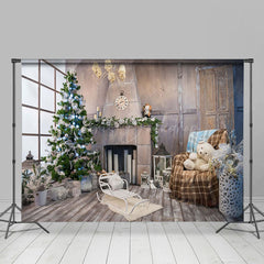 Lofaris Aus Holz Zimmer Fenster Weihnachten Bäume Weihnachten Hintergrund