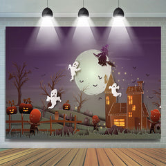 Schön Geister Mit Kürbis Nacht Glücklich Halloween Hintergrund