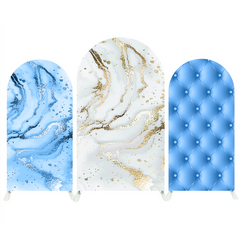 Blau Marble Upholstery Quilted Happy Birthday Party Bogenhintergrund Abdeckung Blau Luxus Deko