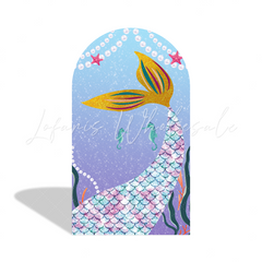 Mermaid Happy Birthday Party Background Bogenhintergrund Abdeckung Meerjungfrau Flosse Deko