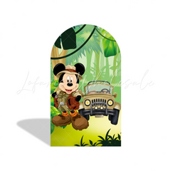 Mickey Safari Wild Happy Birthday Party Bogenhintergrund Abdeckung Dschungel Entdecker Hut Deko