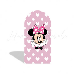 Minnie Maus Rosa Punkte Thema Happy Birthday Bogenhintergrund Abdeckung Schleife Deko