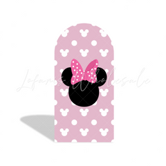 Minnie Maus Rosa Punkte Thema Happy Birthday Bogenhintergrund Abdeckung Schleife Deko