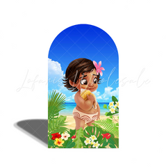 Moana Baby Theme Happy Birthday Party Bogenhintergrund Abdeckung Ozean Insel Fotohintergrund