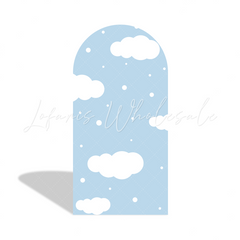 Oh Baby Blau Hot Air Balloon Bogenhintergrund Abdeckung Heißluftballon Wolken Babyparty Deko