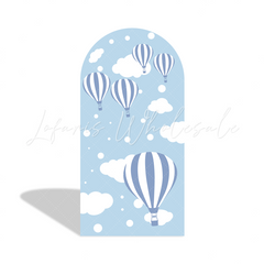 Oh Baby Blau Hot Air Balloon Bogenhintergrund Abdeckung Heißluftballon Wolken Babyparty Deko