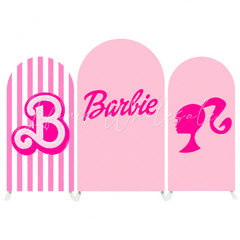 Pink Barbie Birthday Party Arch Backdrop Wall Cloth Cover Rosa Mode Puppe Fotohintergrund Deko