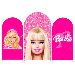 Pink Barbie Head Happy Birthday Party Bogenwand Abdeckung Profil Kopf Logo Mädchen Party Deko