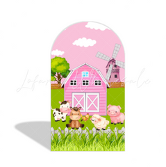 Pink Farm Them Barn Birthday Chiara Bogenhintergrund Abdeckung Bauernhof Rosa Mädchen Deko
