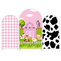 Pink Farm Them Barn Birthday Chiara Bogenhintergrund Abdeckung Bauernhof Rosa Mädchen Deko