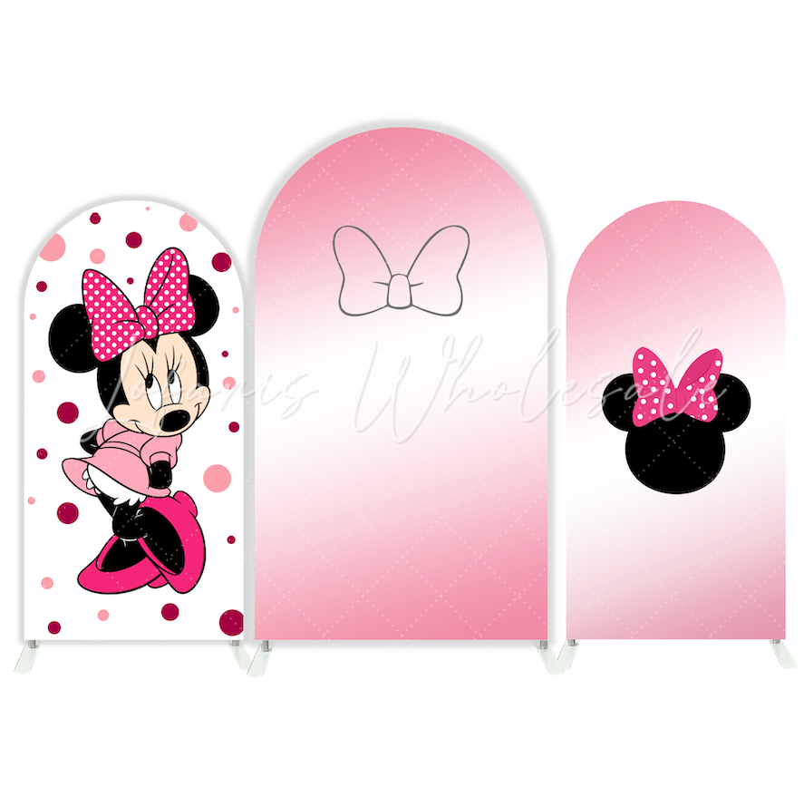 Pink Minnie Baby Shower Birthday Party Bogenwand Abdeckung Rosa Punkte Maus Mädchen Deko