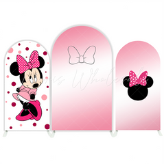 Pink Minnie Baby Shower Birthday Party Bogenwand Abdeckung Rosa Punkte Maus Mädchen Deko