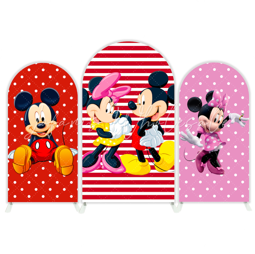 Pink Minnie Mickey Birthday Party Chiara Bogenhintergrund Abdeckung Maus Paar Rosa Deko