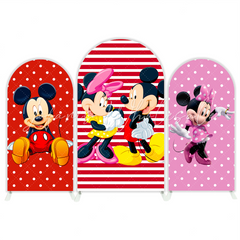 Pink Minnie Mickey Birthday Party Chiara Bogenhintergrund Abdeckung Maus Paar Rosa Deko