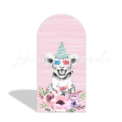 Pink Safari Animal Rosa Dschungel Tiere Happy Birthday Bogenhintergrund Abdeckung Mädchen