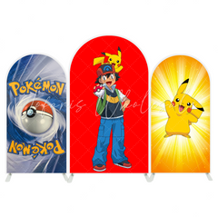 Pokemon Ball Trainer Thema Chiara Bogenhintergrund Stoffbezug Kindergeburtstag Deko