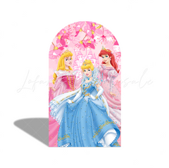 Princess Happy Birthday Party Bogenhintergrund Abdeckung Rosa Schloss Krone Märchen Deko