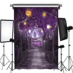 Lila Misty Nacht Kürbis Thema Halloween Hintergrund